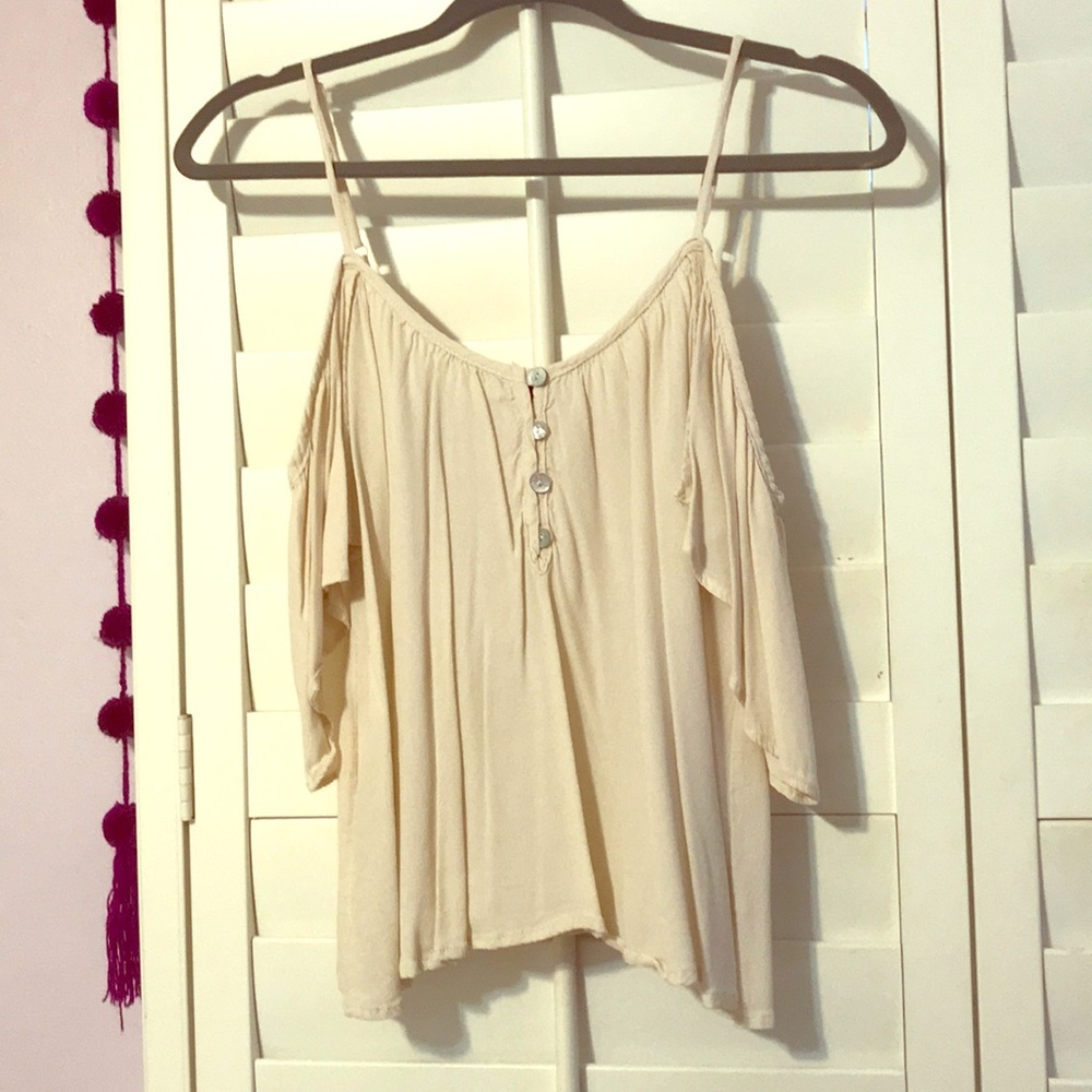 🍹Beige Drop Sleeve Crepe Blouse🍹